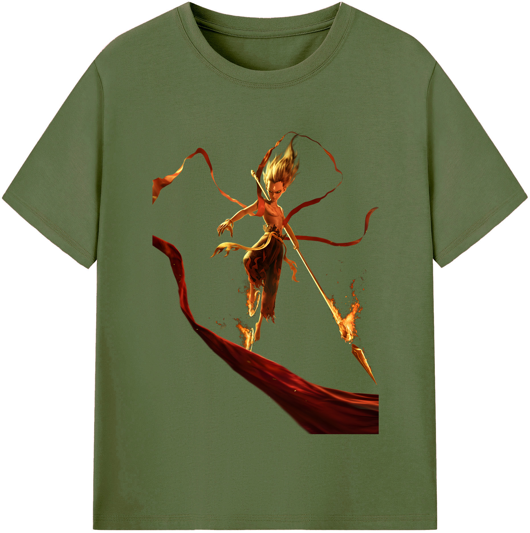 （画像用） Ne Zha 2 ナタ 魔童の大暴れ 綿100％半袖Tシャツ（フロントプリント）
